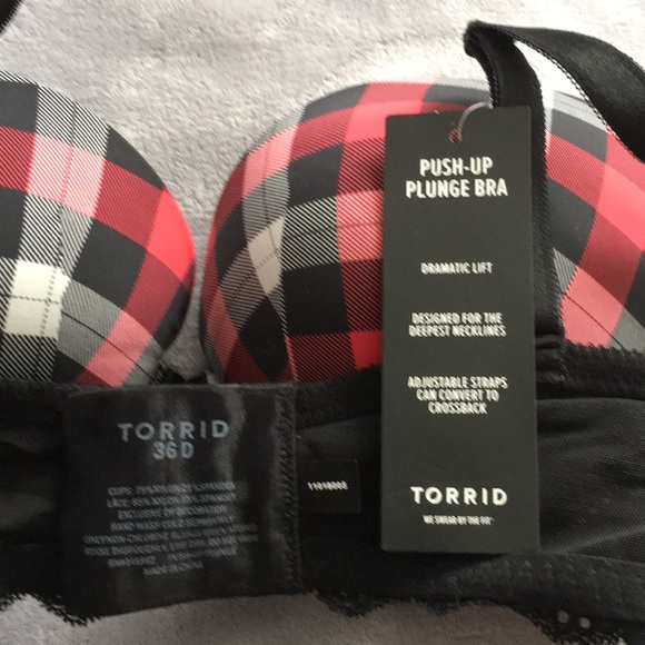 Torrid Push-Up Plunge Bra Plaid 36D NWT - Picture 4 of 4